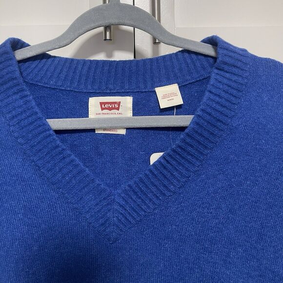 Levi's Sweater Vest Royal Blue Knit Pull Over Mens Medium Cotton Vneck Sz M NWT - Picture 7 of 7